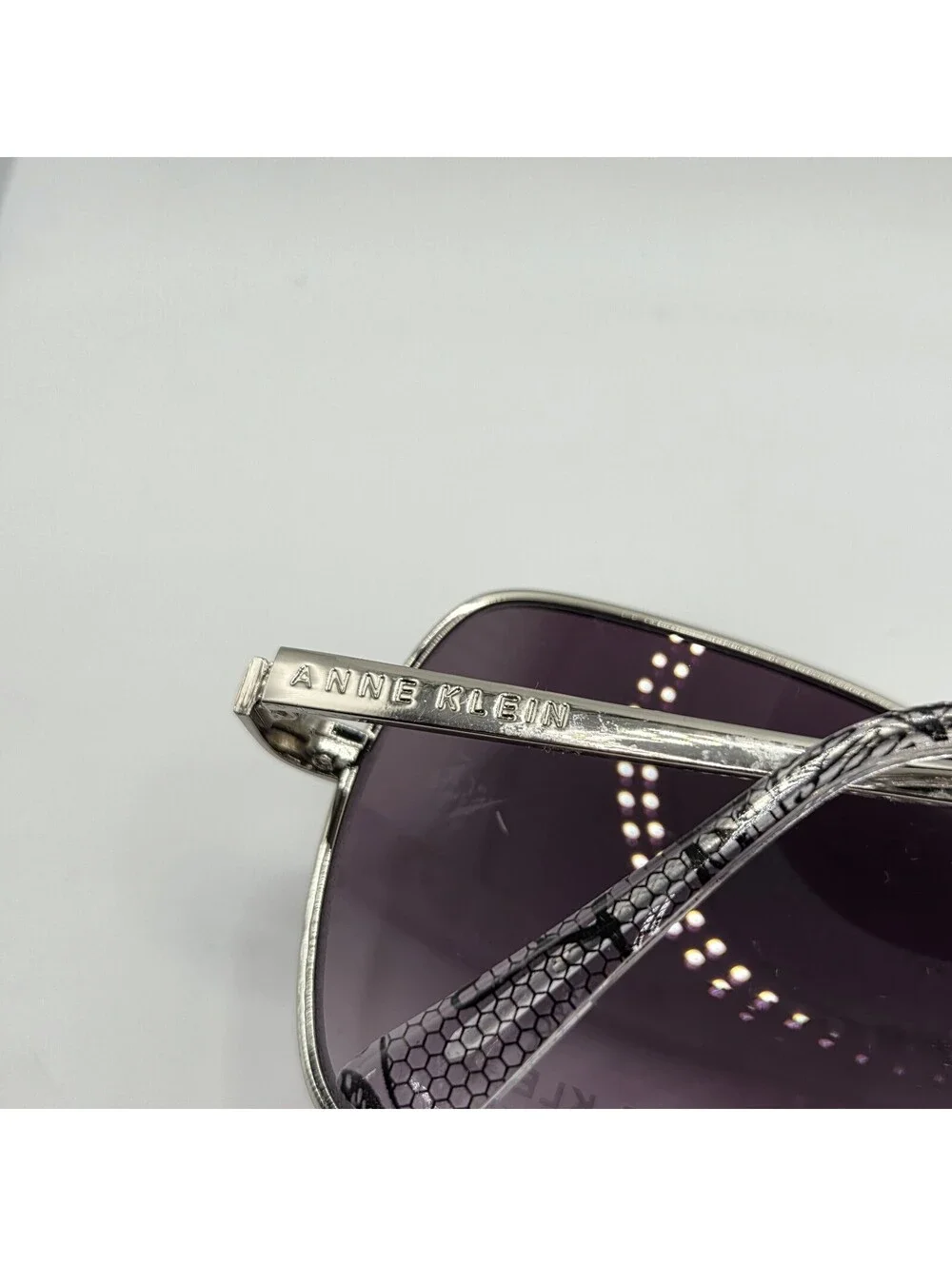 Anne Klein Sunglasses AKS2001CE Silver Purple Y2K